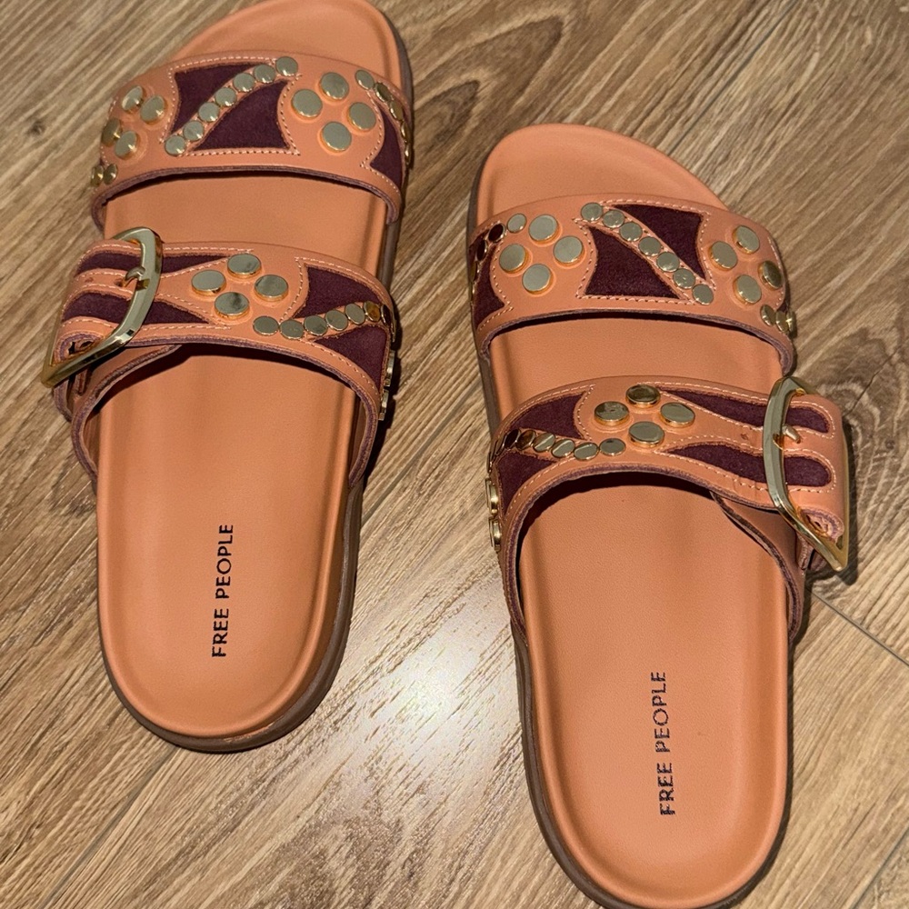 Free People Women's Orange and Brown Sandals - Picture 2 of 5